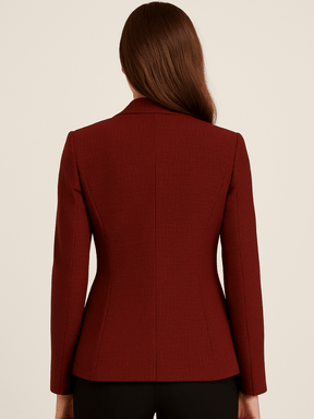 Blazer Feminino Elegante Retrô Gola Longa e Manga Longa Vermelho