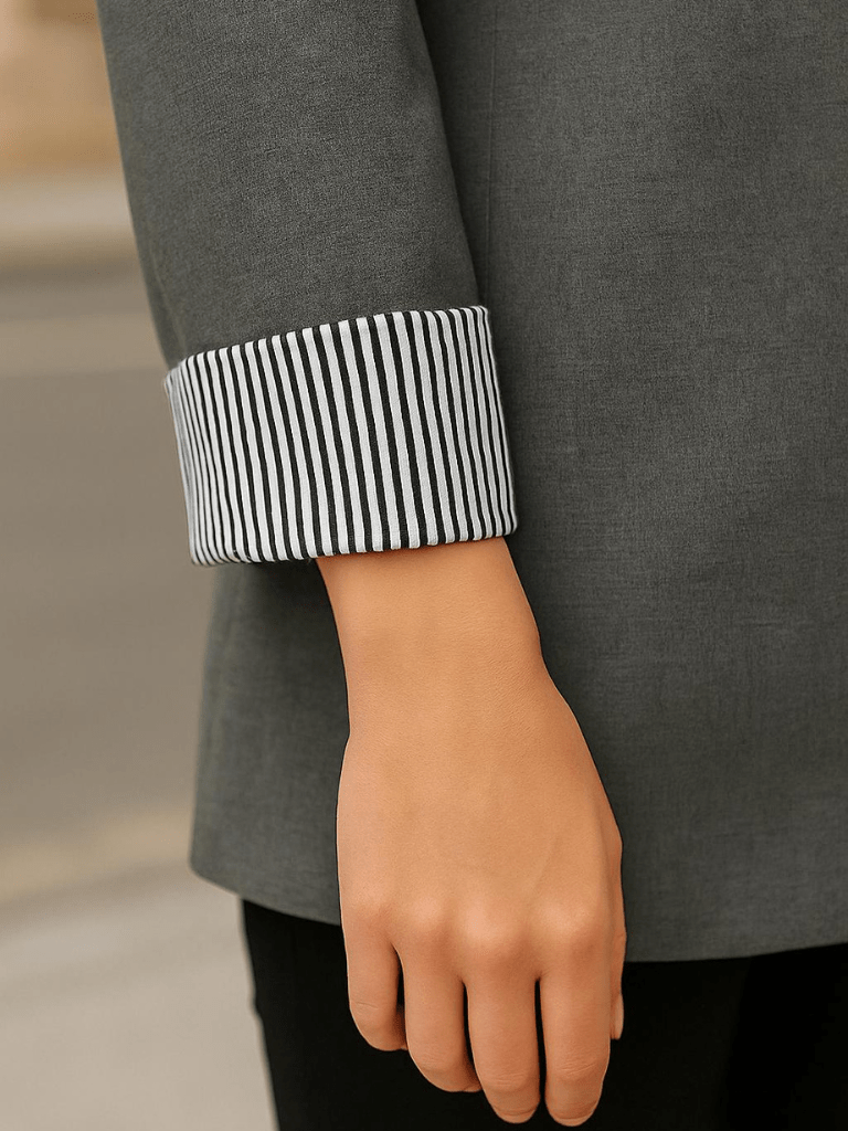 Blazer Feminino Elegante de Dupla Fileira Chumbo