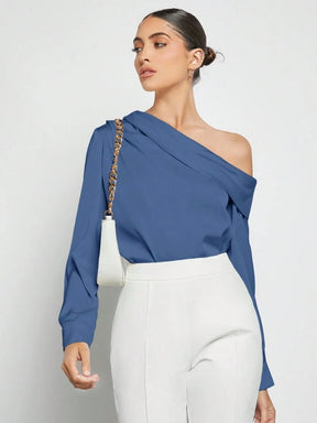 Blusa Feminina Azul  Manga Longa Praga