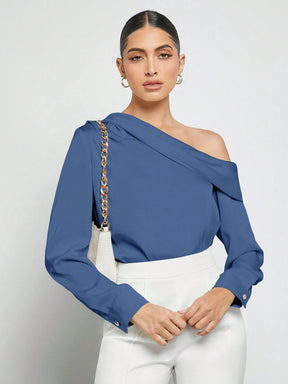 Blusa Feminina Azul  Manga Longa Praga
