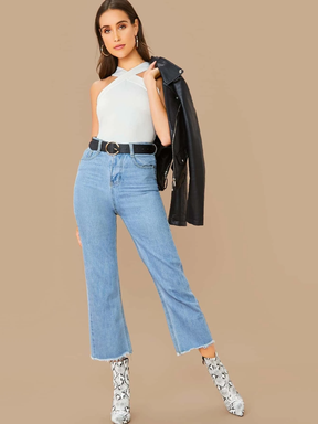 Blusa Feminina Branca Gola Transpassada