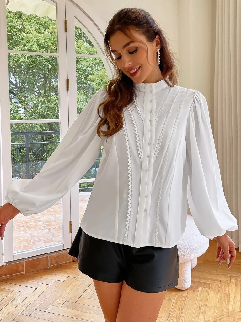Blusa Feminina Manga Longa Branca Florença