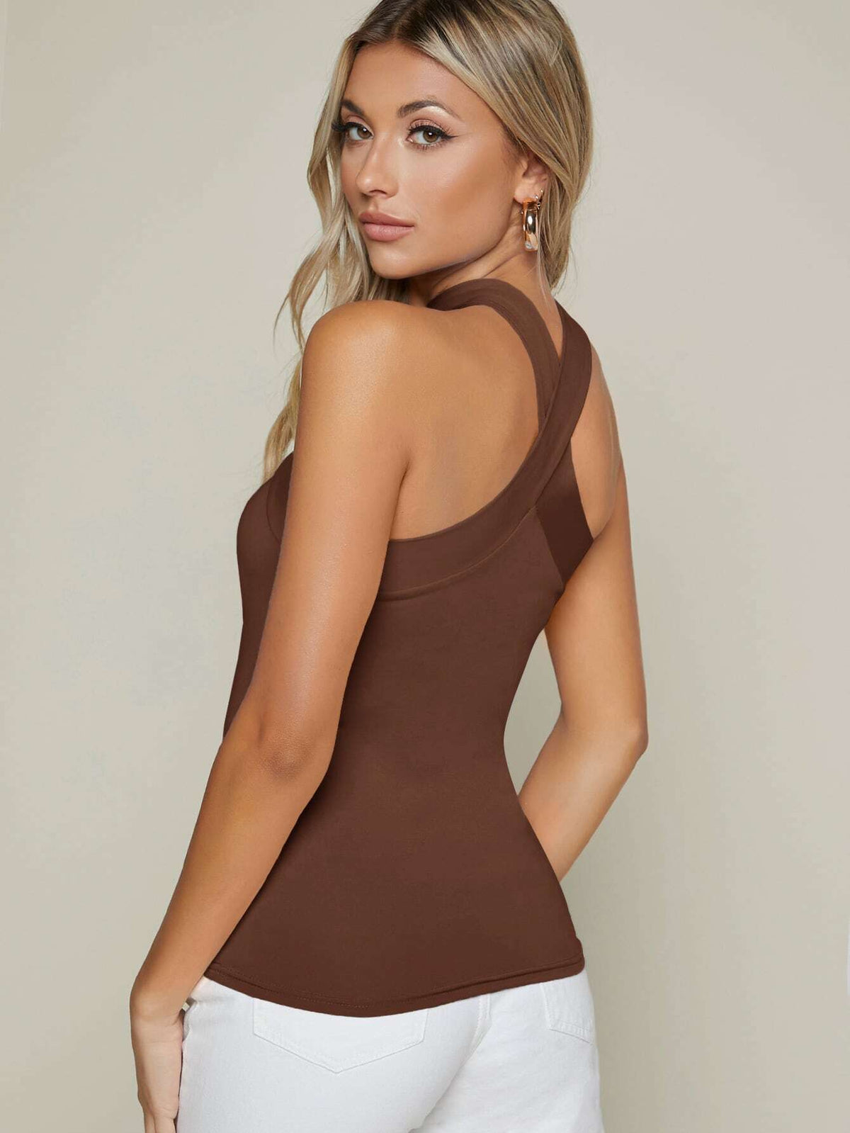 Blusa Feminina Marrom Transpassada