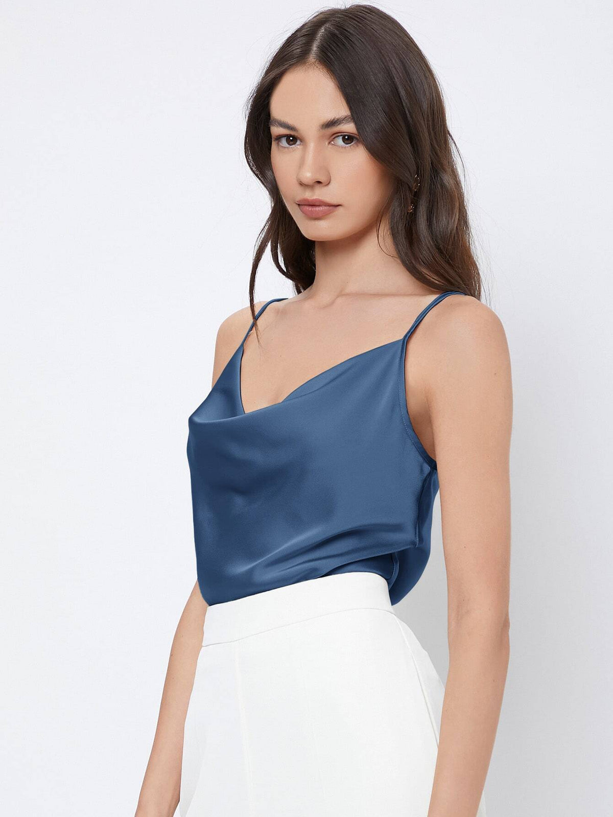 Blusa Feminina Regata Azul Modelo Social