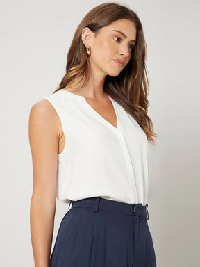 Blusa Feminina Sem Manga Branca