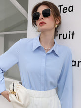 Blusa Feminina Social Manga Longa Azul