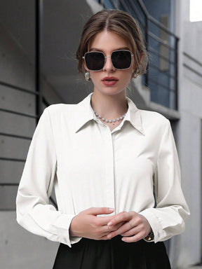 Blusa Feminina Social Manga Longa Branca