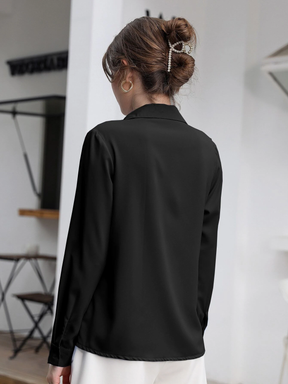 Blusa Feminina Social Manga Longa Preto