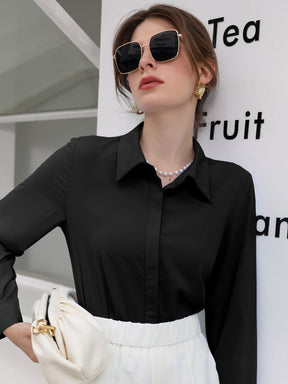 Blusa Feminina Social Manga Longa Preto
