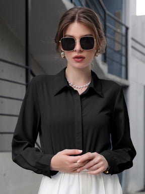 Blusa Feminina Social Manga Longa Preto