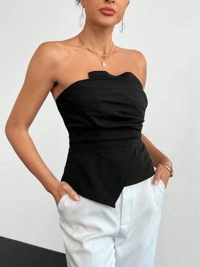 Blusa Feminina Tubo Bainha Assimétrica Preto