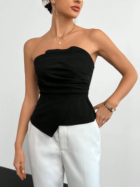 Blusa Feminina Tubo Bainha Assimétrica Preto