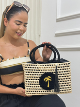 Bolsa de Palha Cesto Grande Magnólia Preto