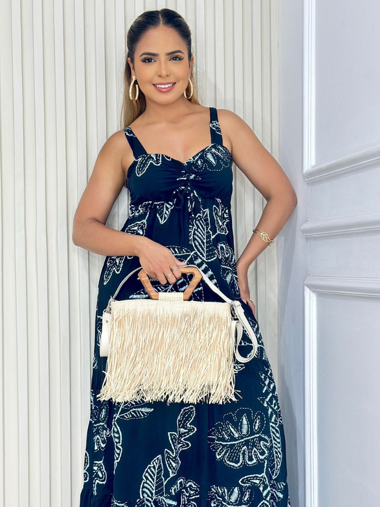 Bolsa de Palha Franja Begônia