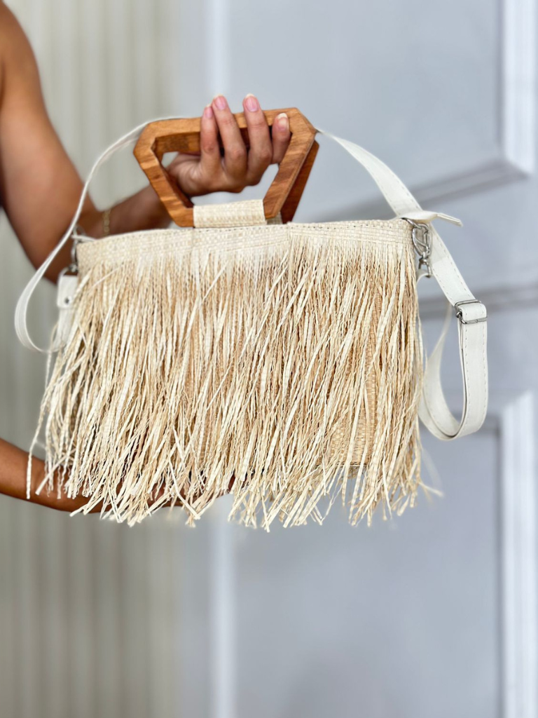 Bolsa de Palha Franja Begônia