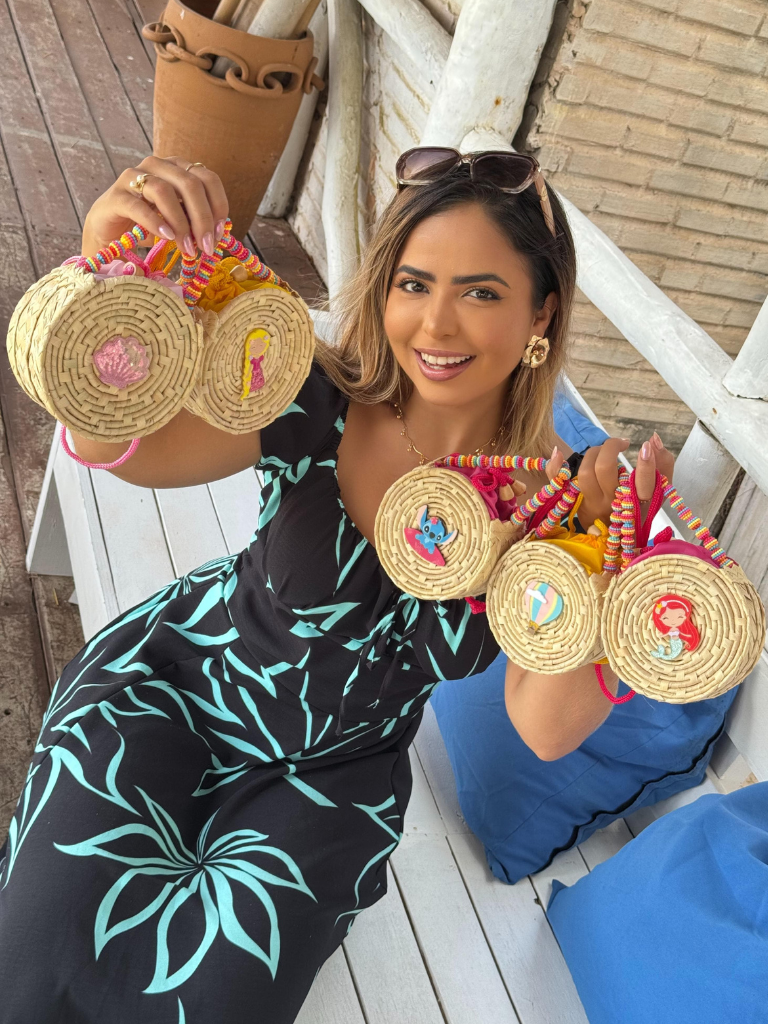 Bolsa de Palha Infantil com Alça de Mão