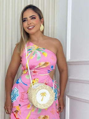 Bolsa de Palha Transversal em Crochê Modelo Coqueiro Branco