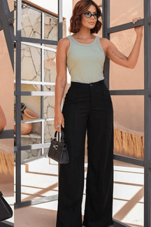 Calça Pantalona de Linho Serenna