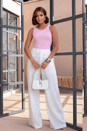 Calça Pantalona de Linho Serenna