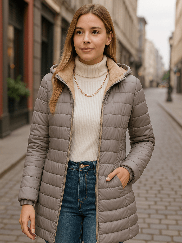 Casaco Feminino Acolchoado Cinza