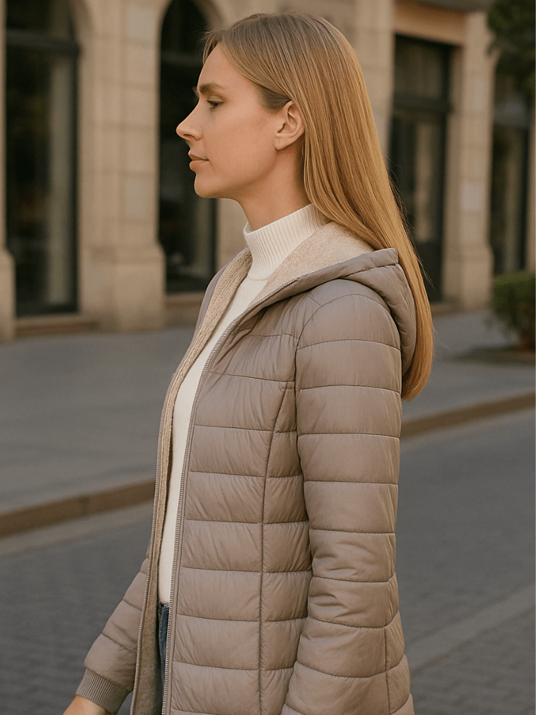 Casaco Feminino Acolchoado Cinza