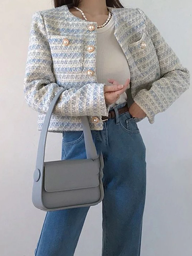 Casaco Feminino Azul Curto
