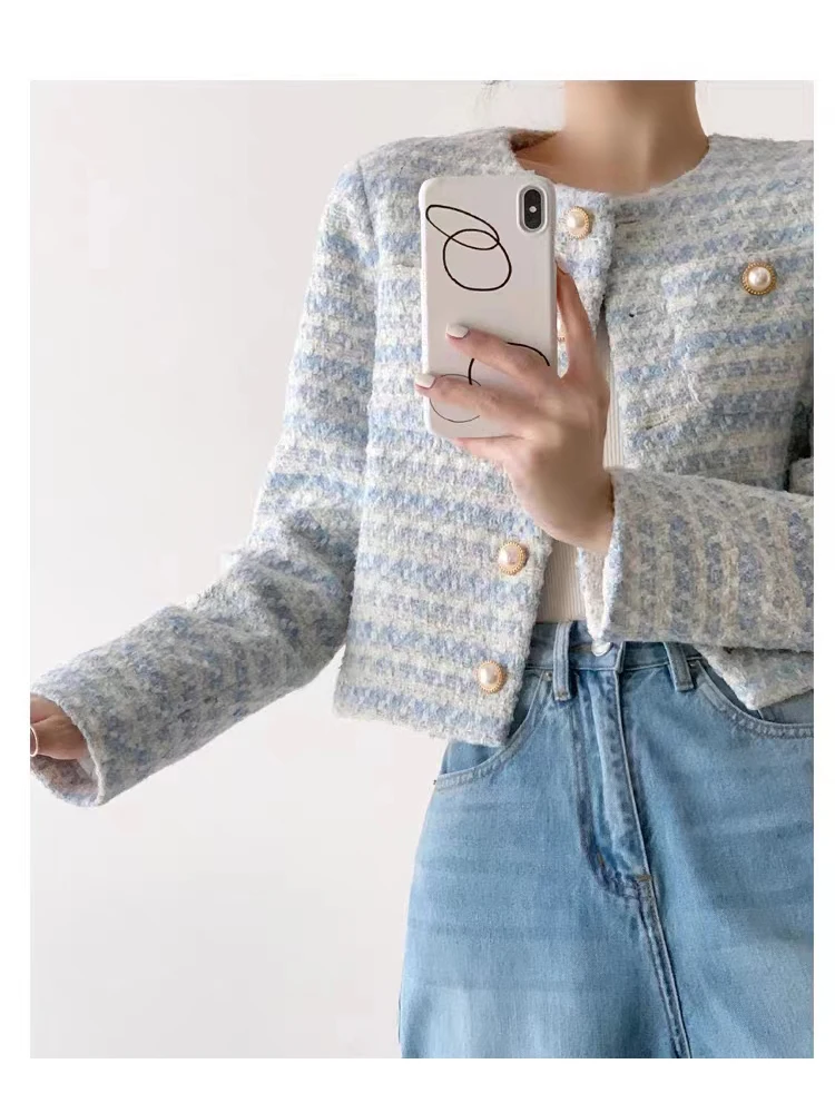 Casaco Feminino Azul Curto