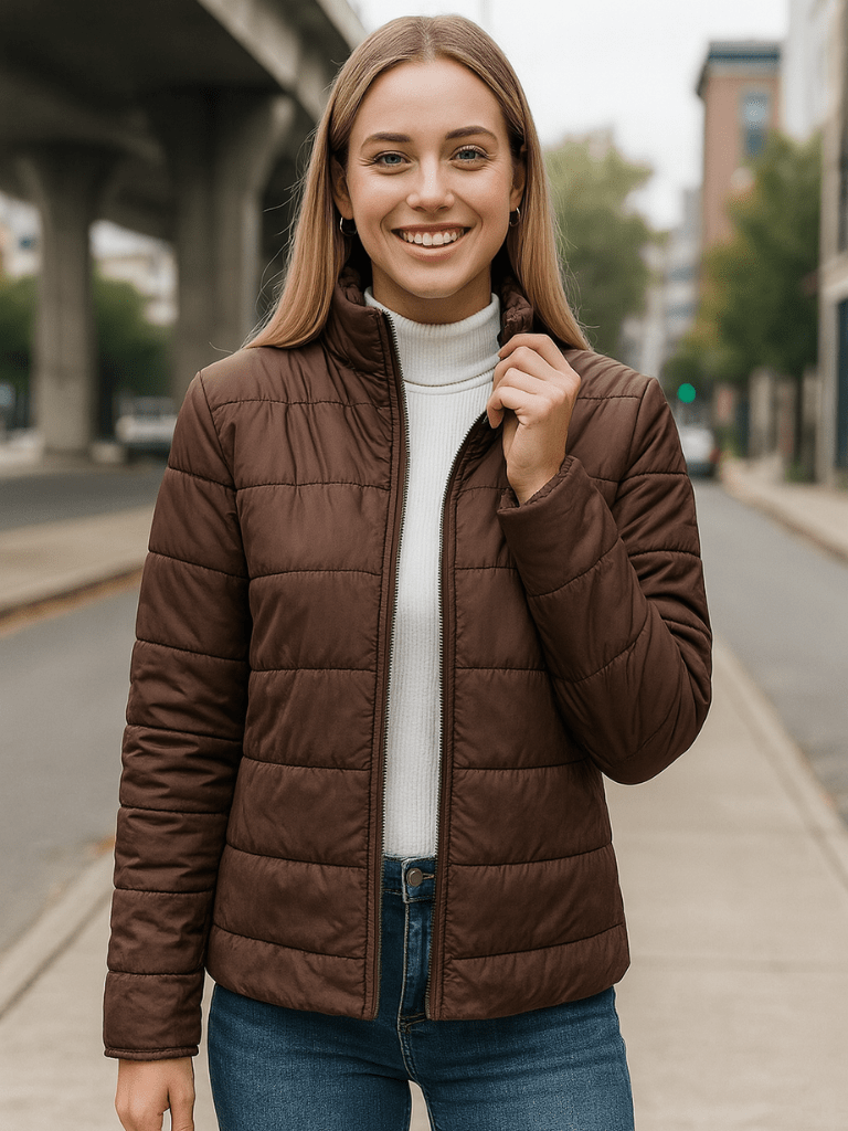 Casaco Feminino Gola Alta com Zíper