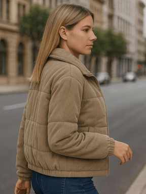 Casaco Feminino de Moletom Acolchoado Marrom
