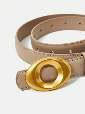 Cinto Feminino De Couro Genuíno Fivela Elegante Damasco