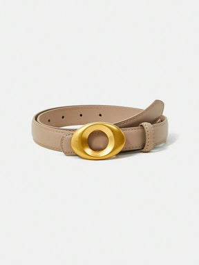 Cinto Feminino De Couro Genuíno Fivela Elegante Damasco