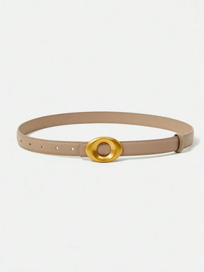 Cinto Feminino De Couro Genuíno Fivela Elegante Damasco