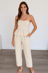 Conjunto Aurora Calça Pantalona e Blusa Branco