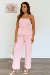 Conjunto Aurora Calça Pantalona e Blusa Rose