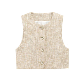 Conjunto Feminino 2 Peças com Cinto Cáqui Claro