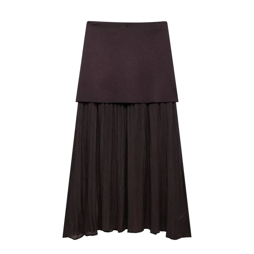 Conjunto Feminino Blusa e Saia Decote em V Cintura Alta Rute