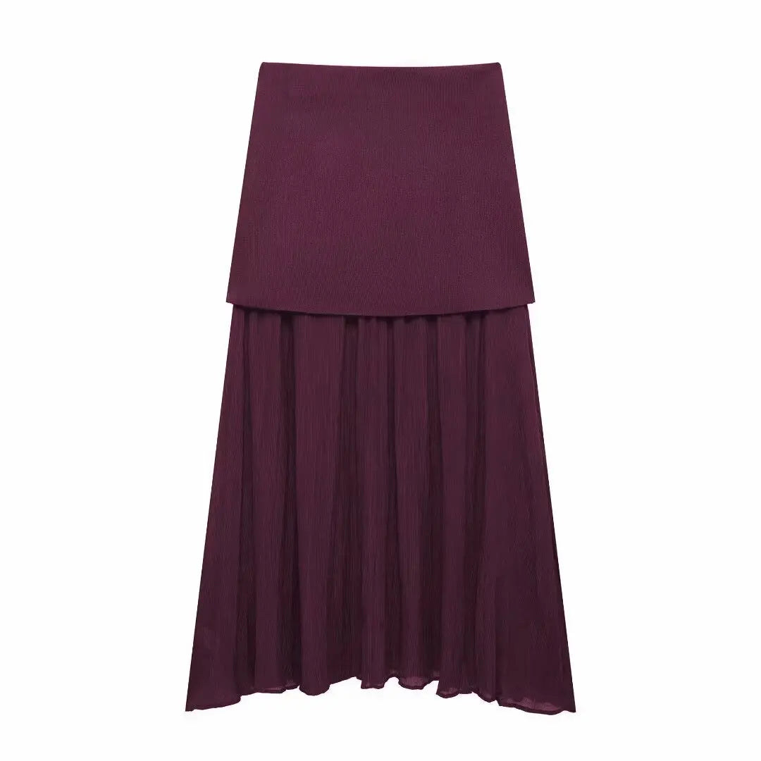 Conjunto Feminino Blusa e Saia Decote em V Cintura Alta Rute
