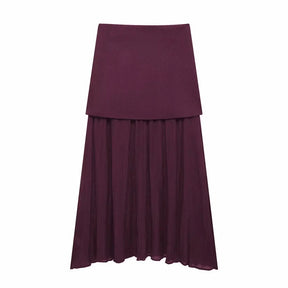 Conjunto Feminino Blusa e Saia Decote em V Cintura Alta Rute