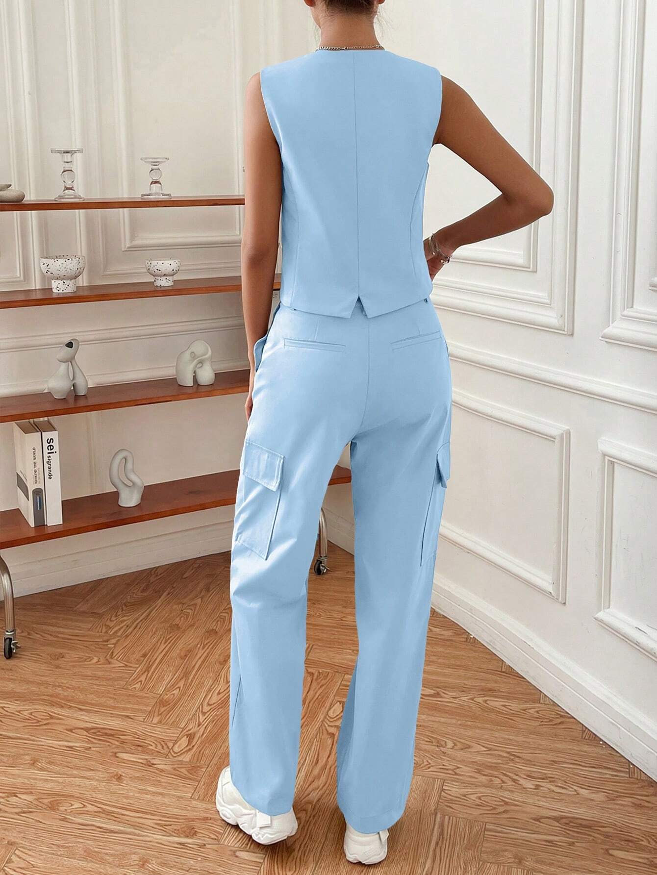 Conjunto Feminino Elegante Azul Lua