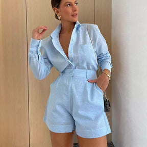Conjunto Feminino Linho Azul