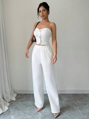 Conjunto Feminino Linho Branco Antonella