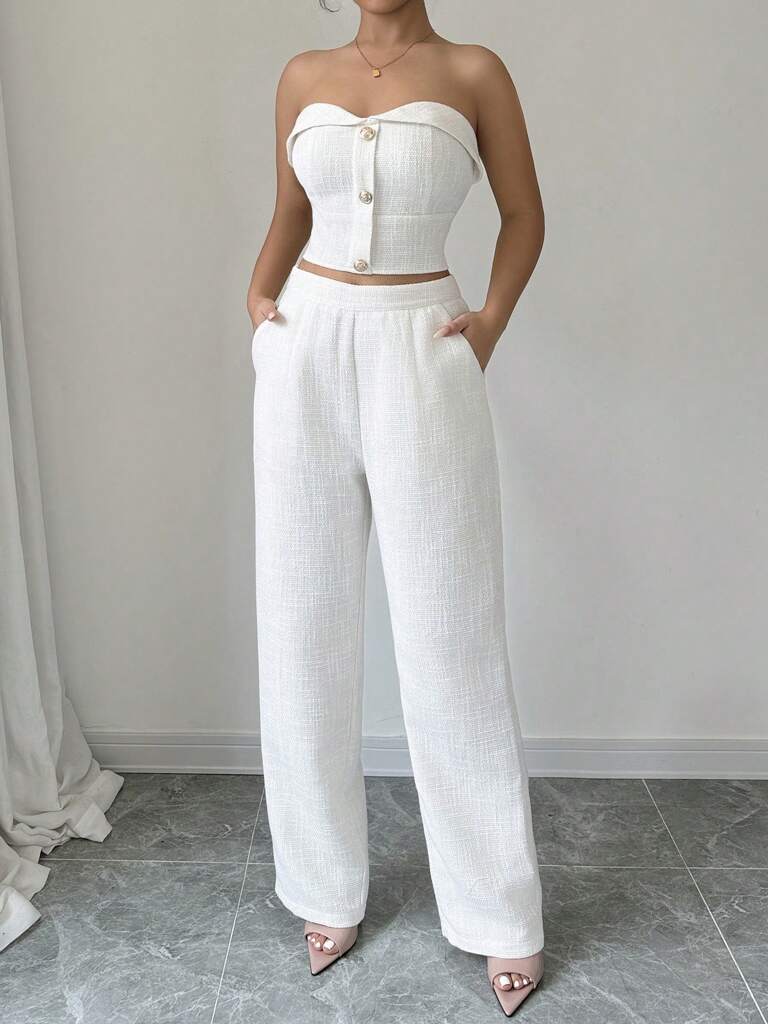 Conjunto Feminino Linho Branco Antonella