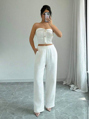 Conjunto Feminino Linho Branco Antonella