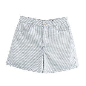 Conjunto Feminino Listrado Branco Decote V Cintura Alta Hag