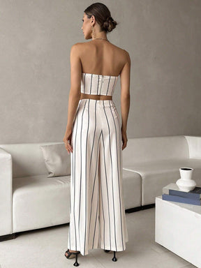 Conjunto Feminino Listrado Branco