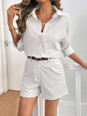 Conjunto Feminino Short e Blusa 100% Algodão Jasmine Branco