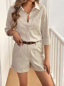 Conjunto Feminino Short e Blusa 100% Algodão Jasmine Damasco