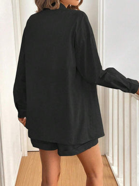 Conjunto Feminino Short e Blusa 100% Algodão Jasmine Preto