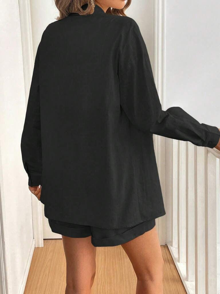Conjunto Feminino Short e Blusa 100% Algodão Jasmine Preto