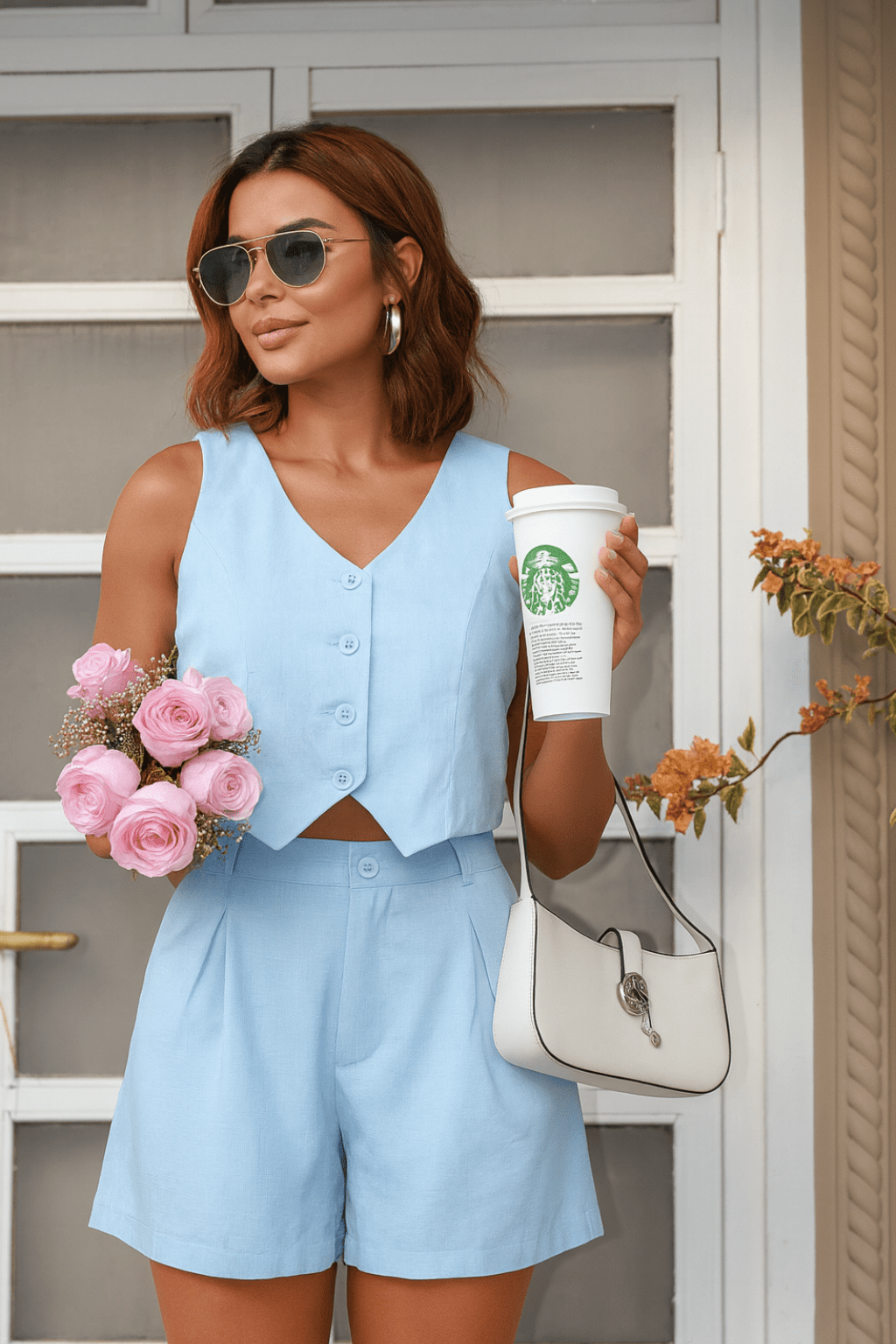 Conjunto Marena no Linho Short e Colete